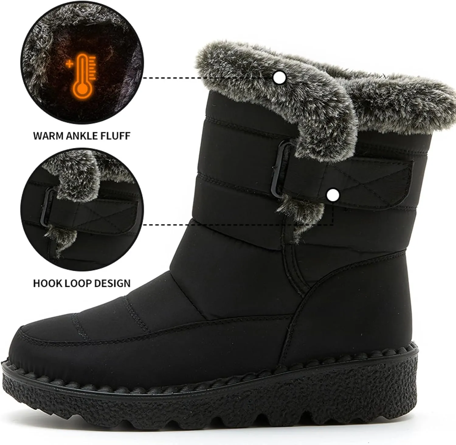 2023 New Women Winter Non-Slip Waterproof Snow Plush Ankle Boots Snow Boots Women Black Winter White Booties for Women Outdoor Boots Women Warm Botas Termicas Para Mujer Frio