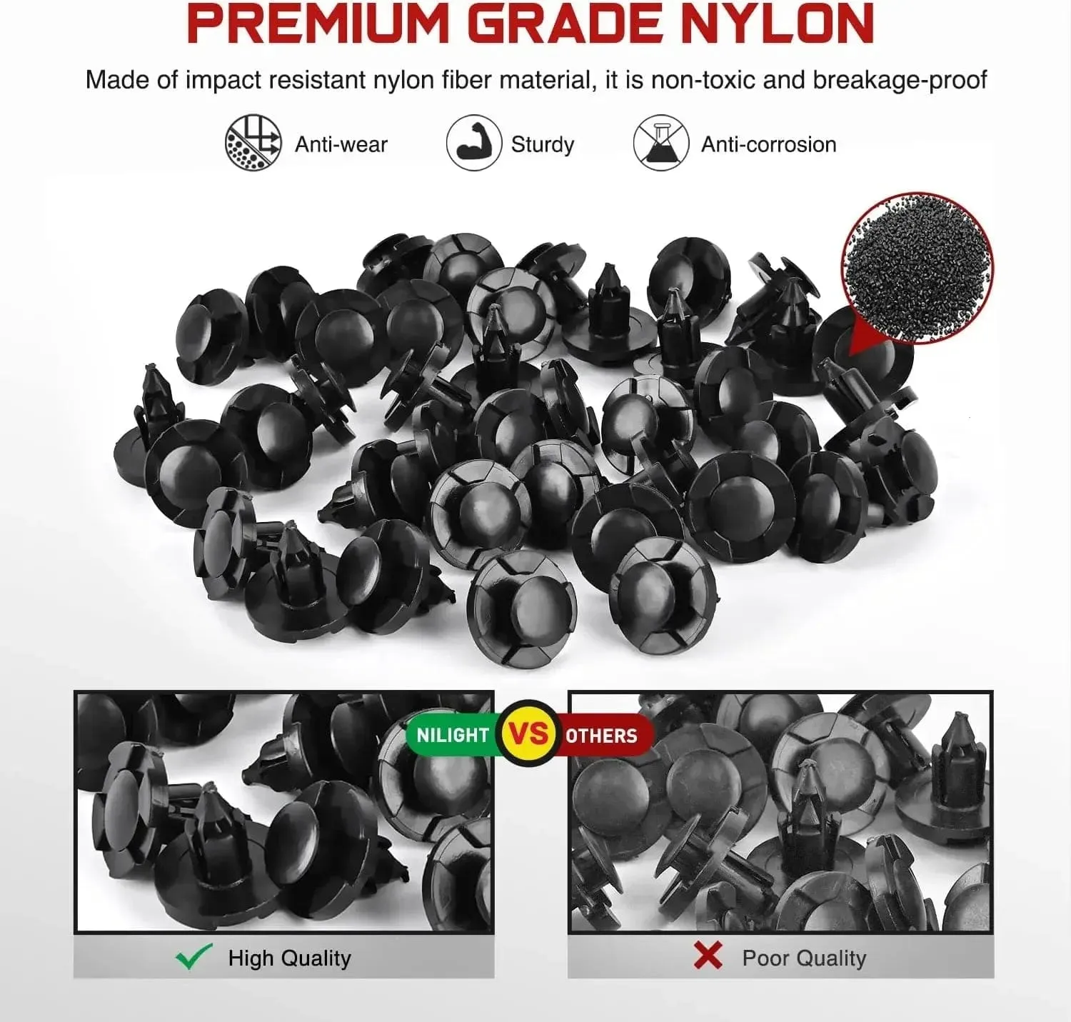 40 Pcs Head 20mm Hole 8mm Bumper Rivet Fender Clips OEM Replaces Nissan 01553-09321 8mm Hole