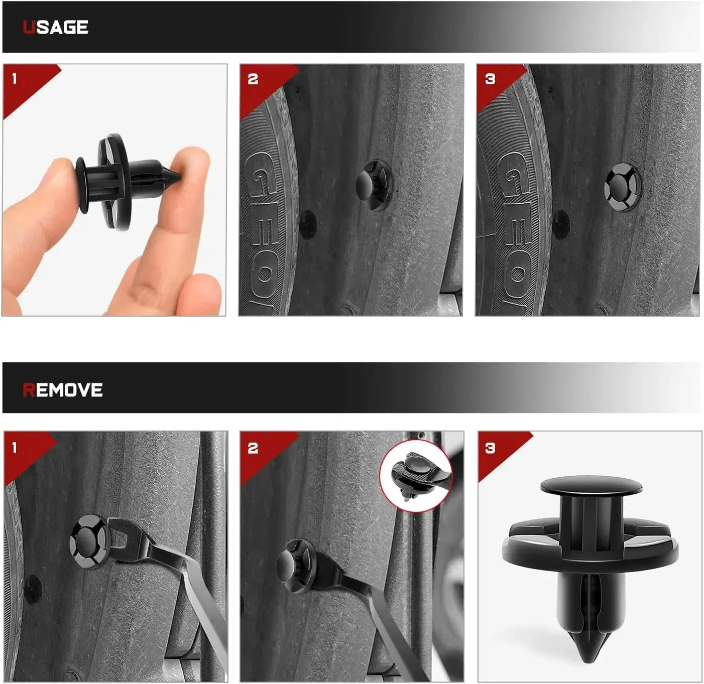 40 Pcs Head 20mm Hole 8mm Bumper Rivet Fender Clips OEM Replaces Nissan 01553-09321 8mm Hole