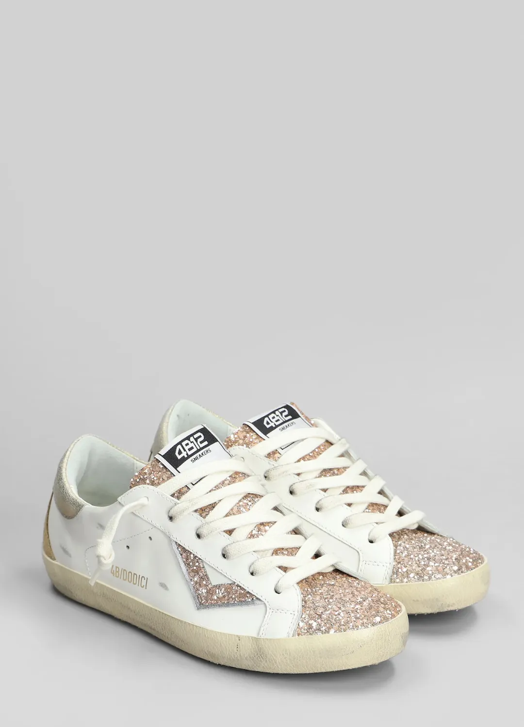 4B12 - Suprime White Glitter Sneakers