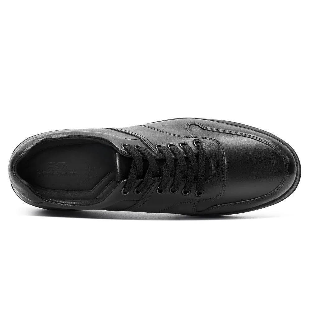 5 CM / 1.95 Inches CMR CHAMARIPA Black Leather Casual Sneakers for Men