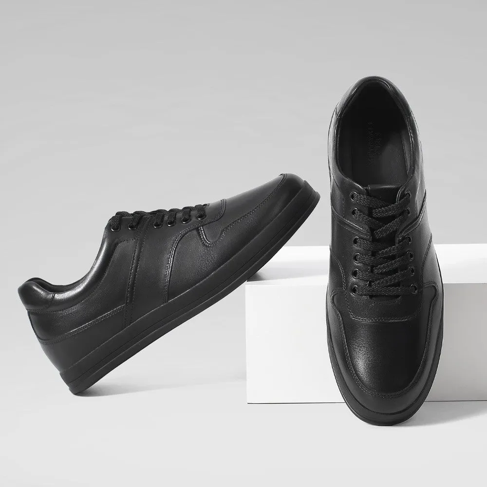 5 CM / 1.95 Inches CMR CHAMARIPA Black Leather Casual Sneakers for Men
