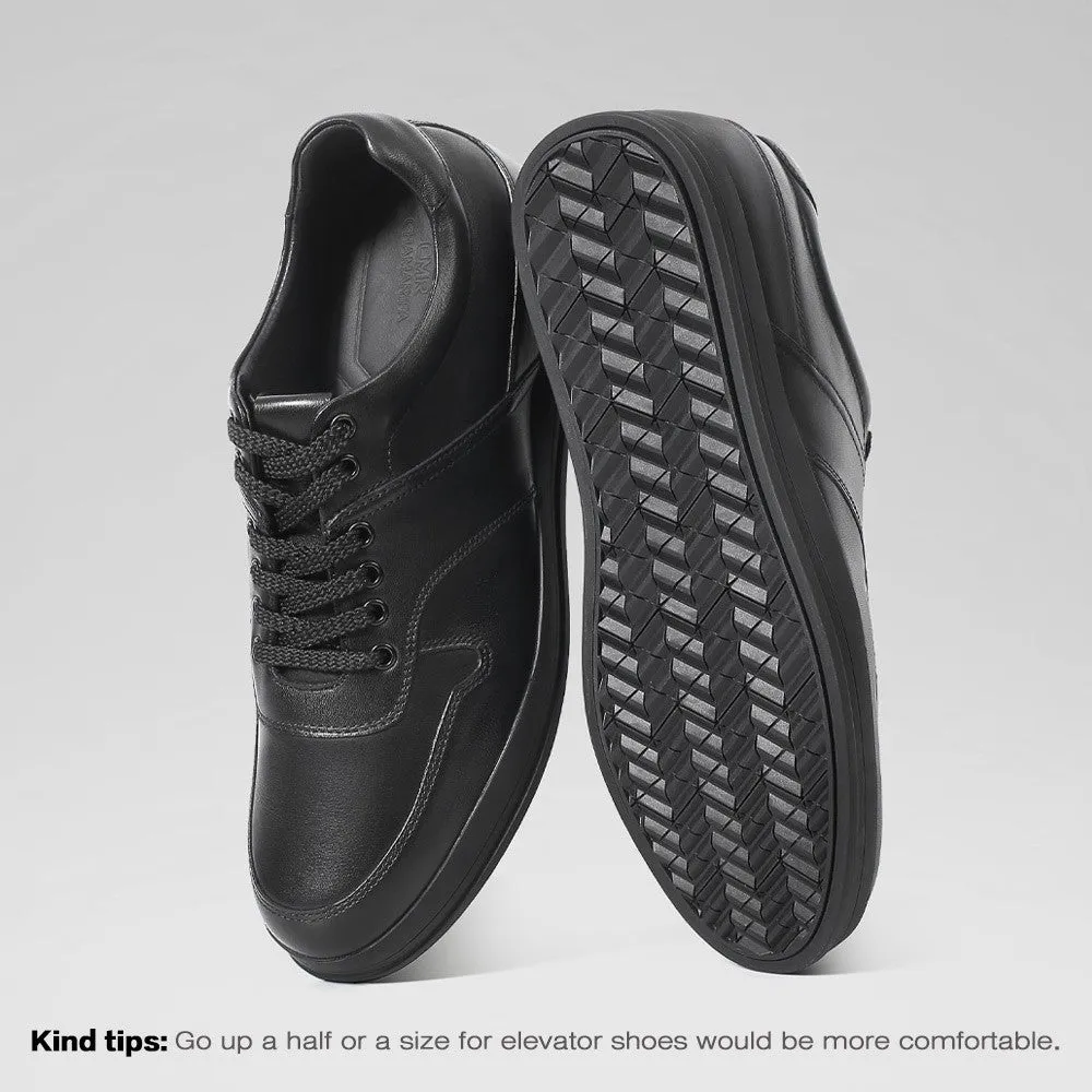 5 CM / 1.95 Inches CMR CHAMARIPA Black Leather Casual Sneakers for Men