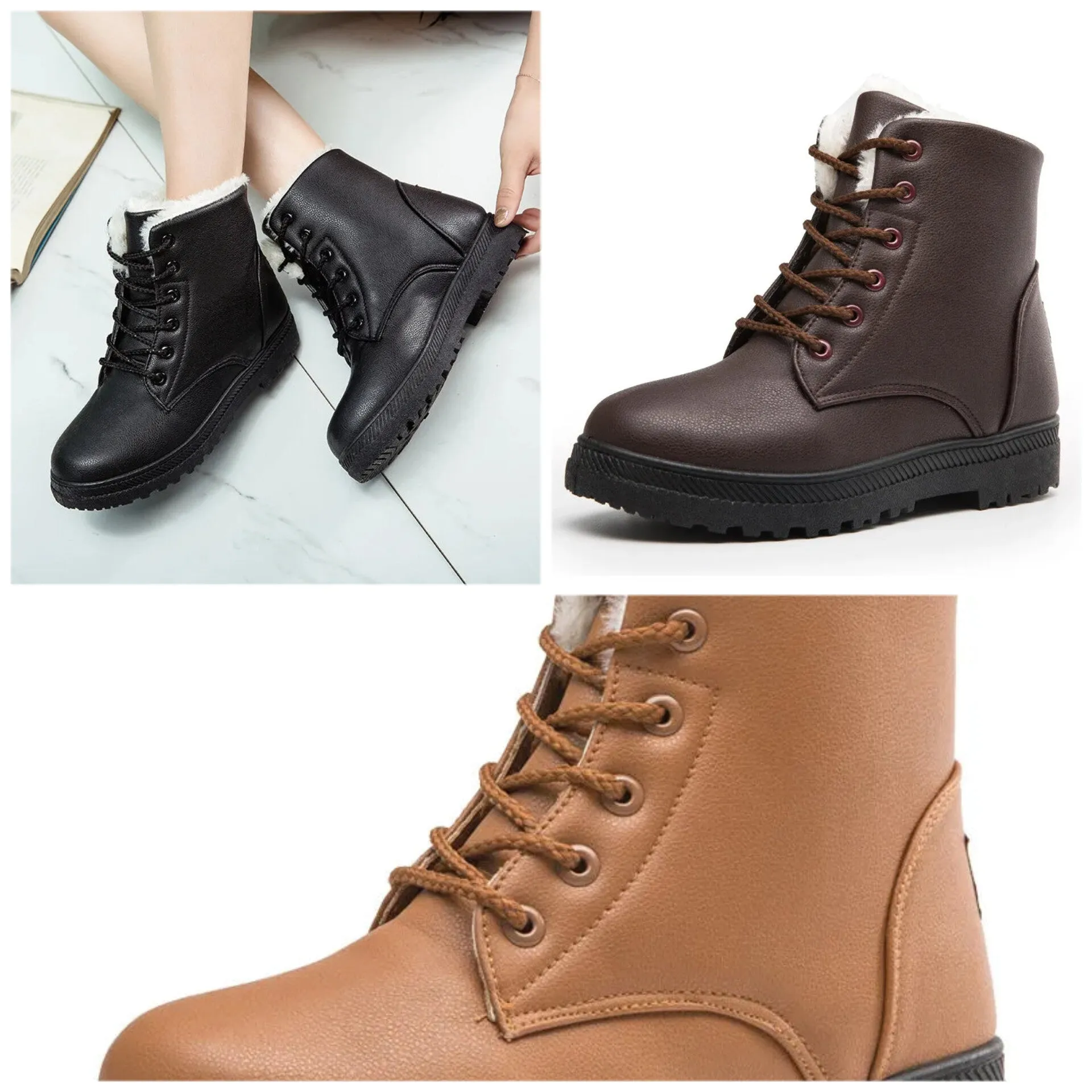 Ankle Boots for Woman Snow Booties Warm Shoes Plus Size