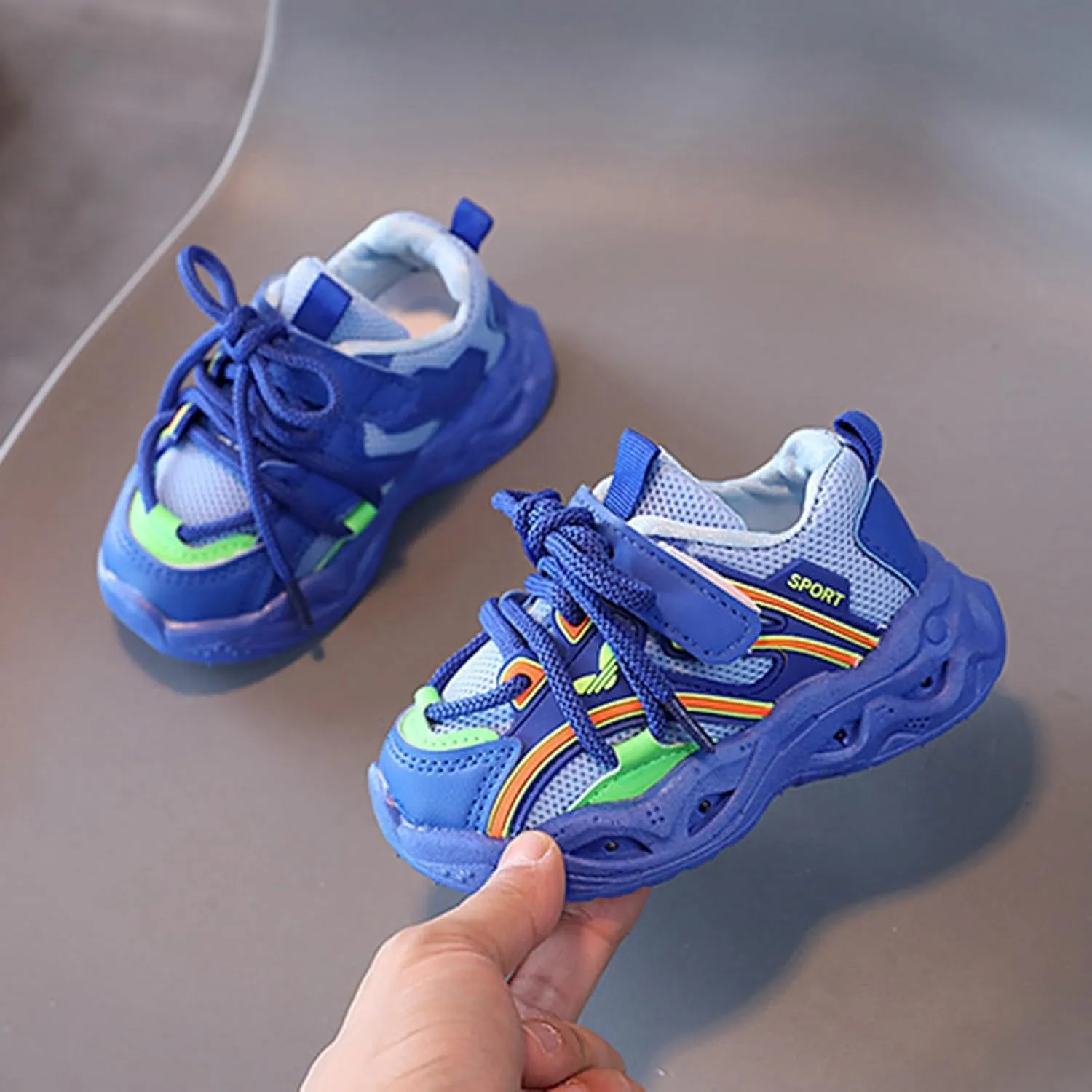 Baby Boys Girls Glitter Sneakers Rubber Soft First Walking Sport Shoes Toddler Outdoor Non Slip Sparkle Lace Shoes