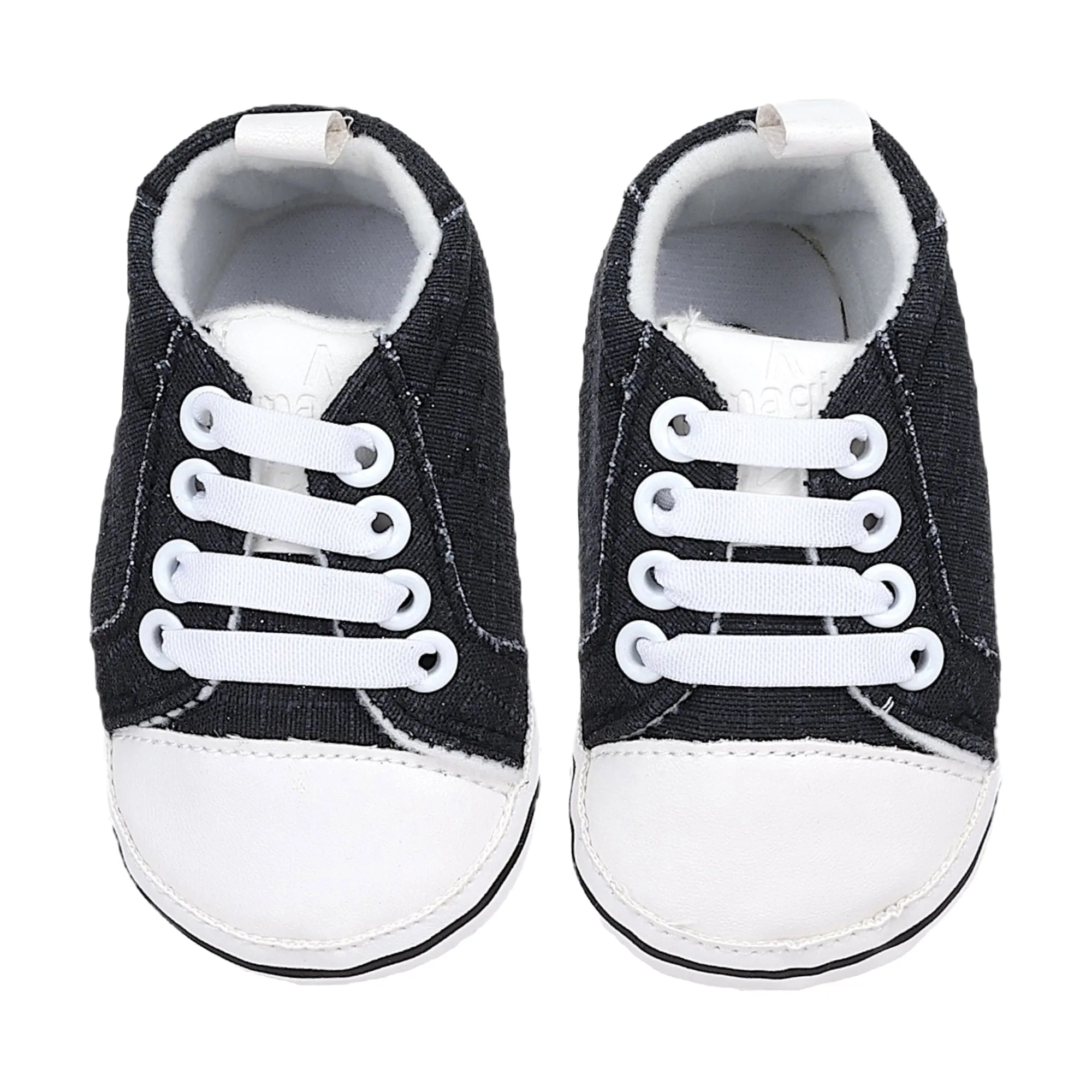 Baby Moo Canvas All Stars Anti-Skid Classic Sneakers - Black, White