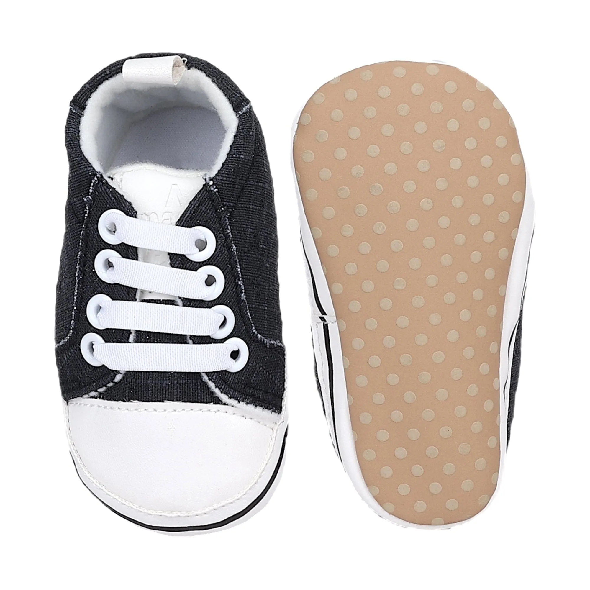 Baby Moo Canvas All Stars Anti-Skid Classic Sneakers - Black, White