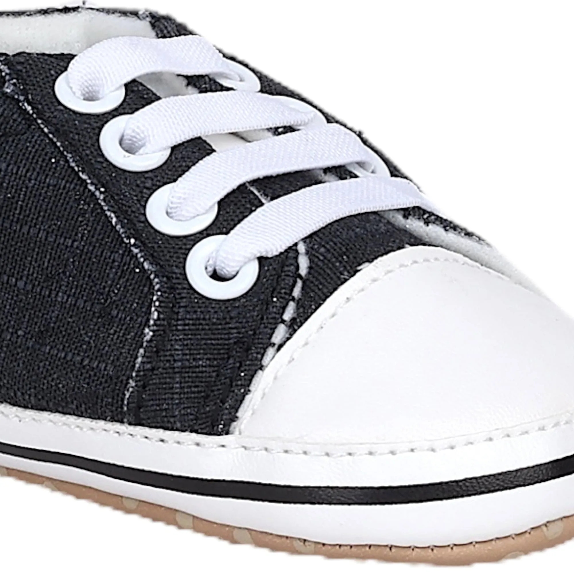 Baby Moo Canvas All Stars Anti-Skid Classic Sneakers - Black, White