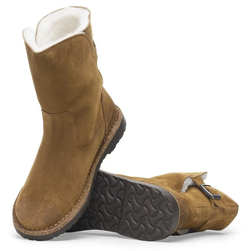 Birkenstock Women's Uppsala Shearling Suede Leather Boots Dark Tea Brown