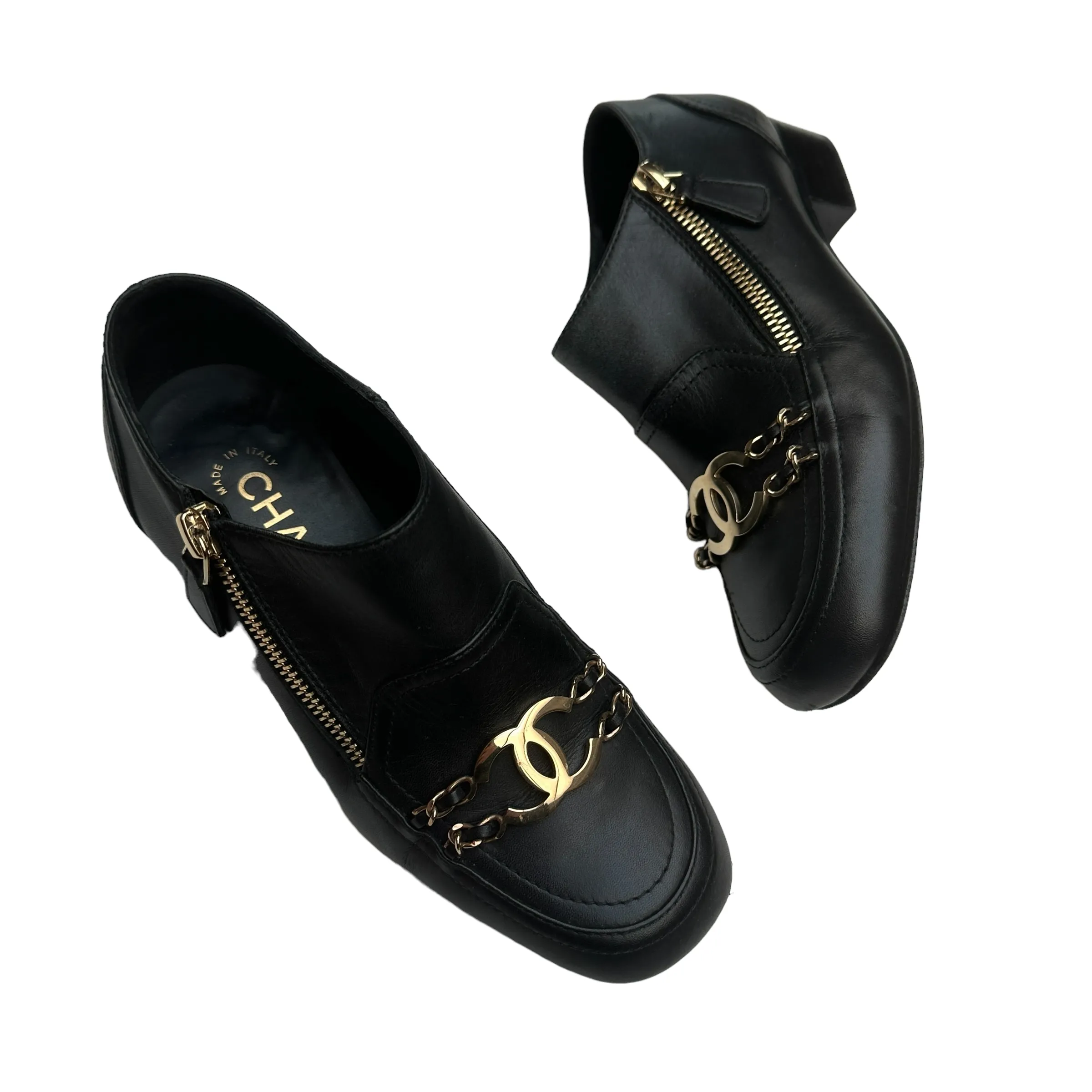 Black Leather Logo Booties - 5