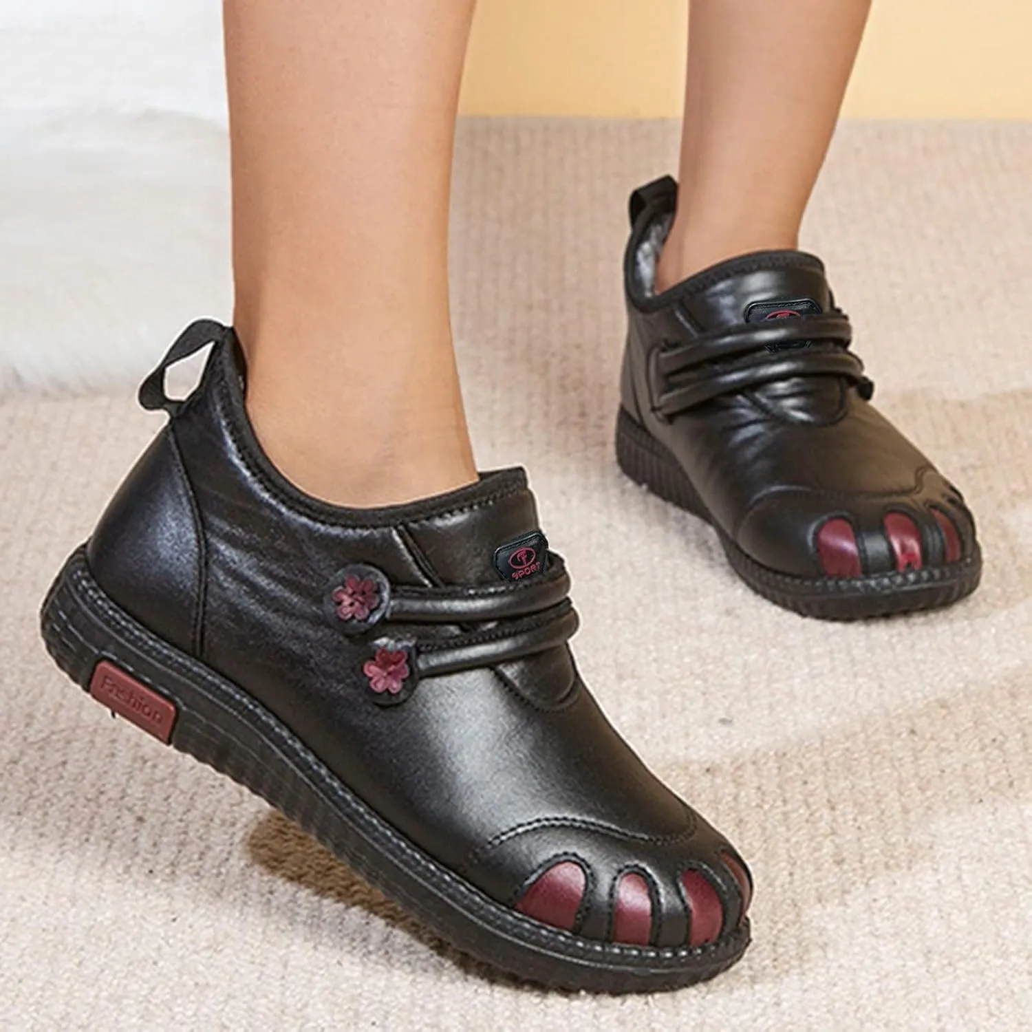 Black Winter Boots for Women Tall Womens Winter Boots Slip on Mid Calf Boots Women Winter Waterproof Womens Waterproof Warm Walking Boots Womens Hiking Boots Waterproof Cute