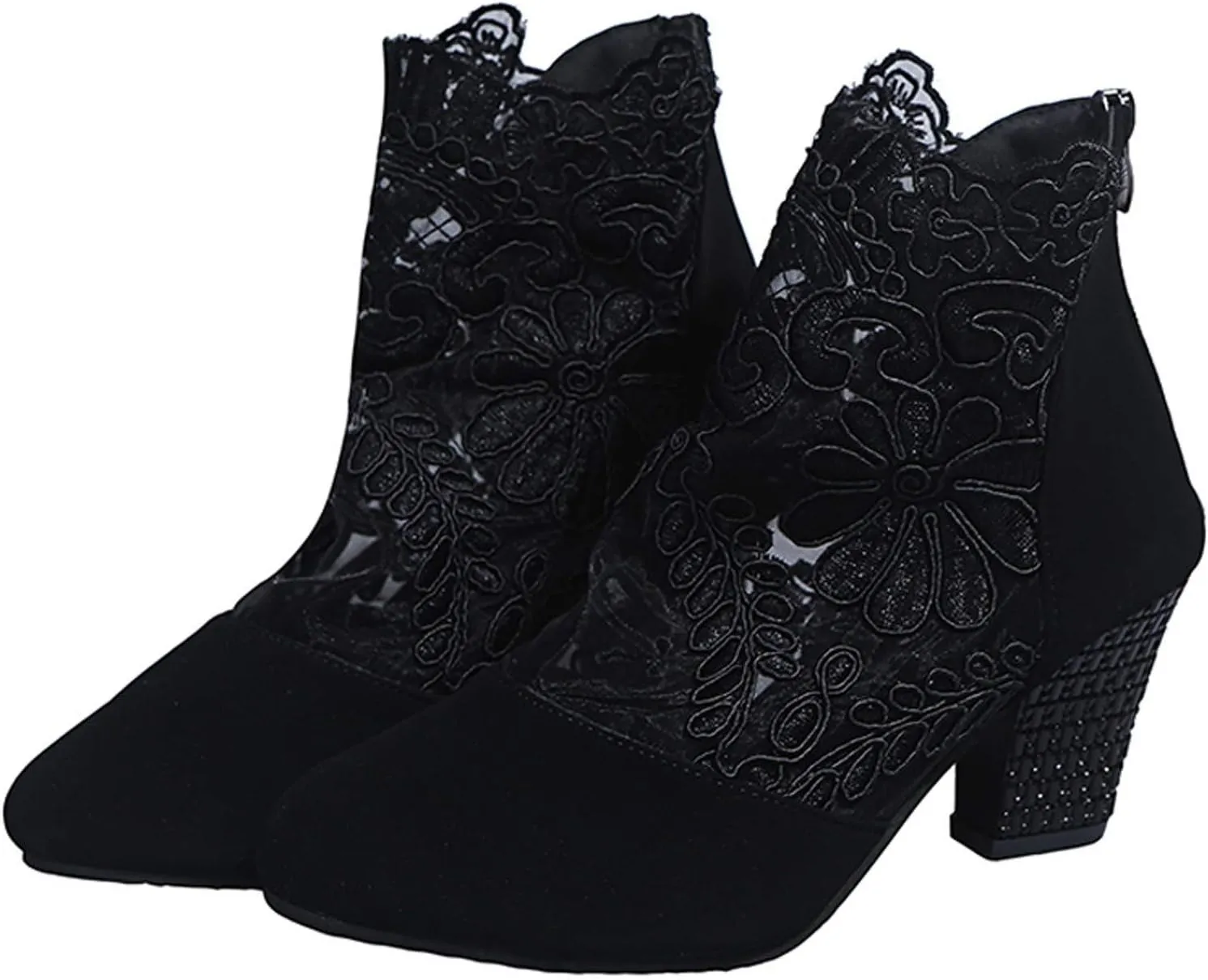 Boots for Women Low Heel Ankle Bootie Winter Lace up Low Stacked Block Heel Mid Calf Military Combat Boots 52