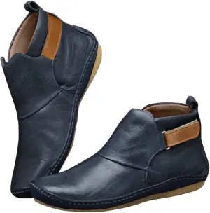 Boots for Women No Heel New Arch Support Booties Side Zipper Vintage Leather Damping Shoes Platform Heel Boots