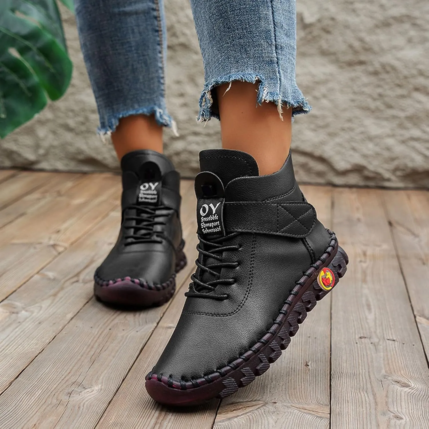 Boots for Women Plush Casual Leather Lace Up Womens Boots Warm Inner Soft Cozy Women's Boots&Booties