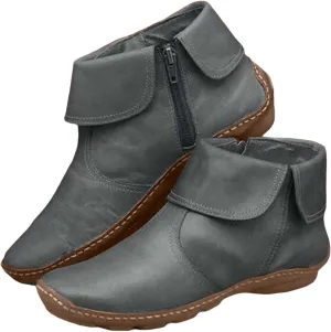 Botines Para Mujer Wide Boots Winter Heels Ladies Low Heel Boots Black Boots Ankle Grey Leather Booties Women Ankle Boots
