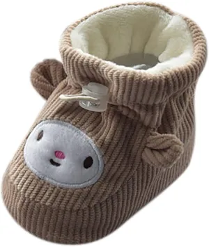 Boys 2t Dress Shoes Children Floor Boots Toddler Shoes Cotton Shoes Plus Velvet Thick Warm Soft Soles Cute Shoes Woolly Baby Shoes
