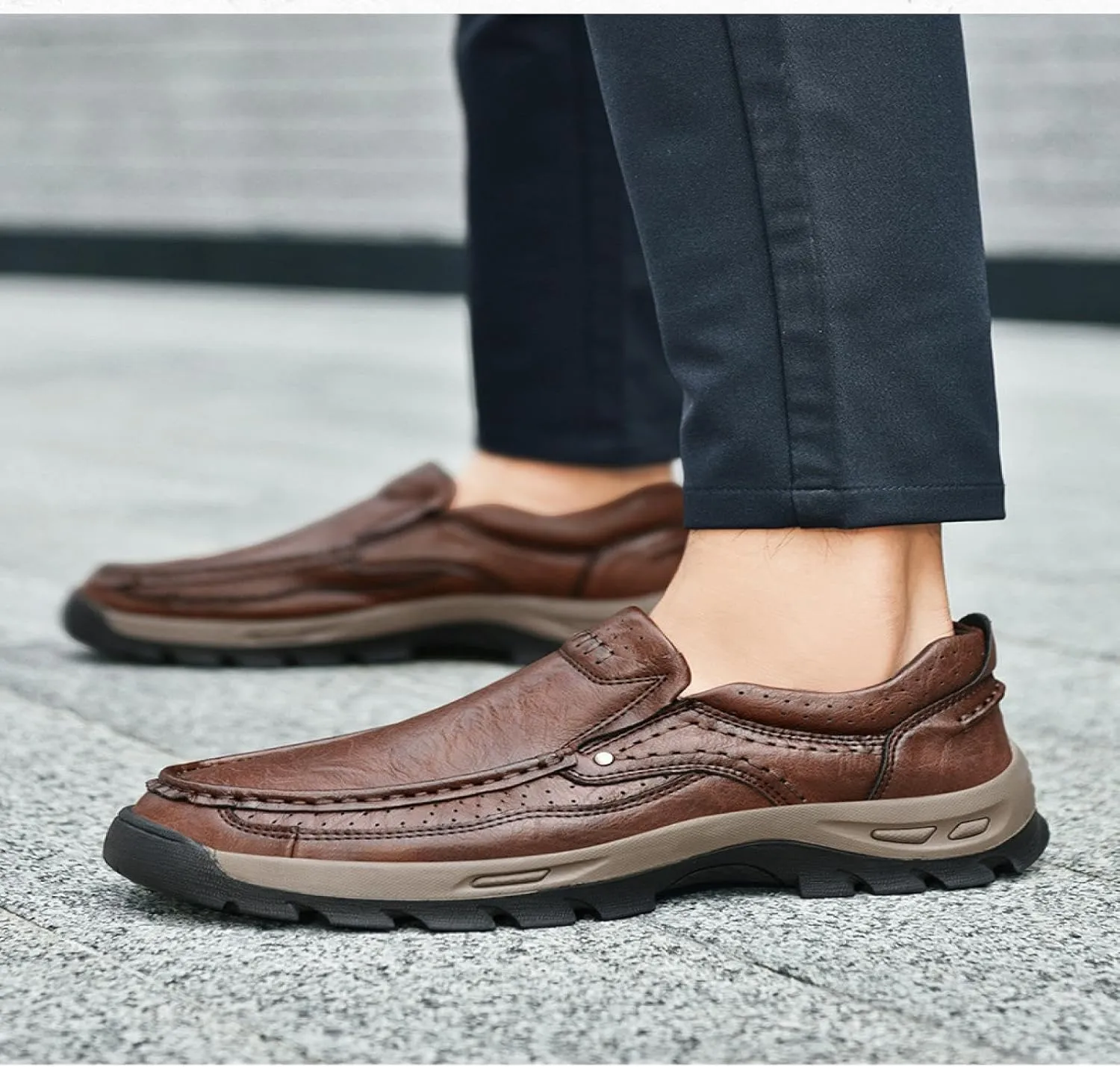 Camel Crown Men's Loafers Slip-on Loafers Leather Casual Walking Shoes Comfortable Work Office Wear Outdoors