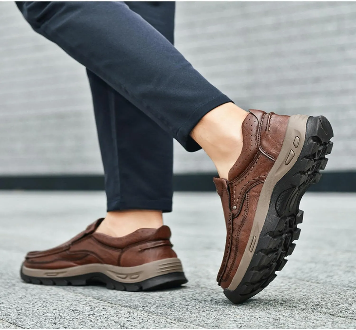 Camel Crown Men's Loafers Slip-on Loafers Leather Casual Walking Shoes Comfortable Work Office Wear Outdoors