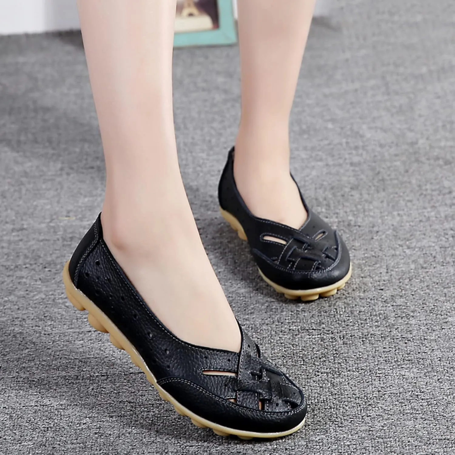Cathalem Orthopedic Loafers for Women, Breathable Leather Loafers Soft Soled Pure Cowhide Corrective Loafers for Women