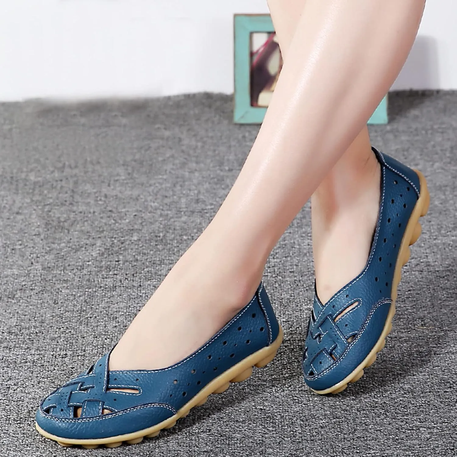Cathalem Orthopedic Loafers for Women, Breathable Leather Loafers Soft Soled Pure Cowhide Corrective Loafers for Women