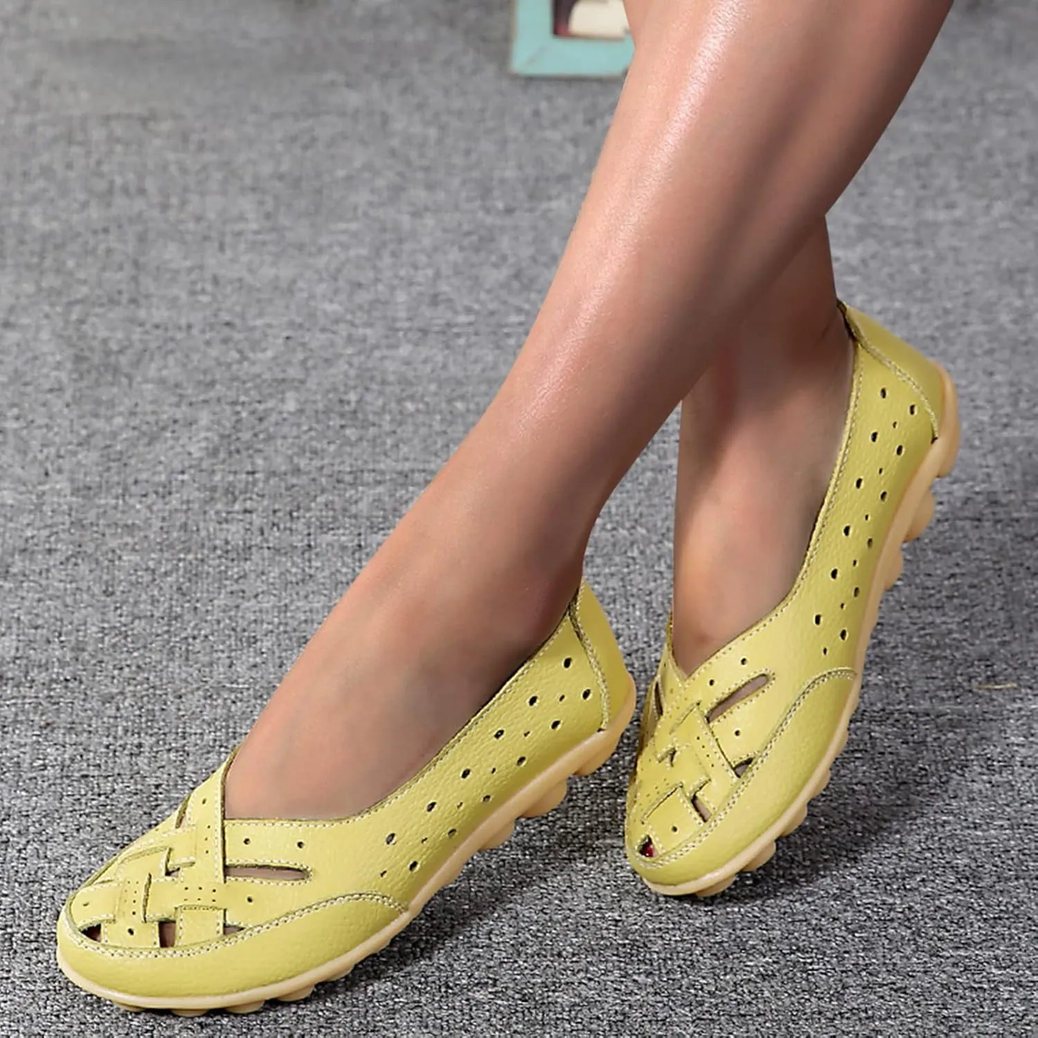 Cathalem Orthopedic Loafers for Women, Breathable Leather Loafers Soft Soled Pure Cowhide Corrective Loafers for Women
