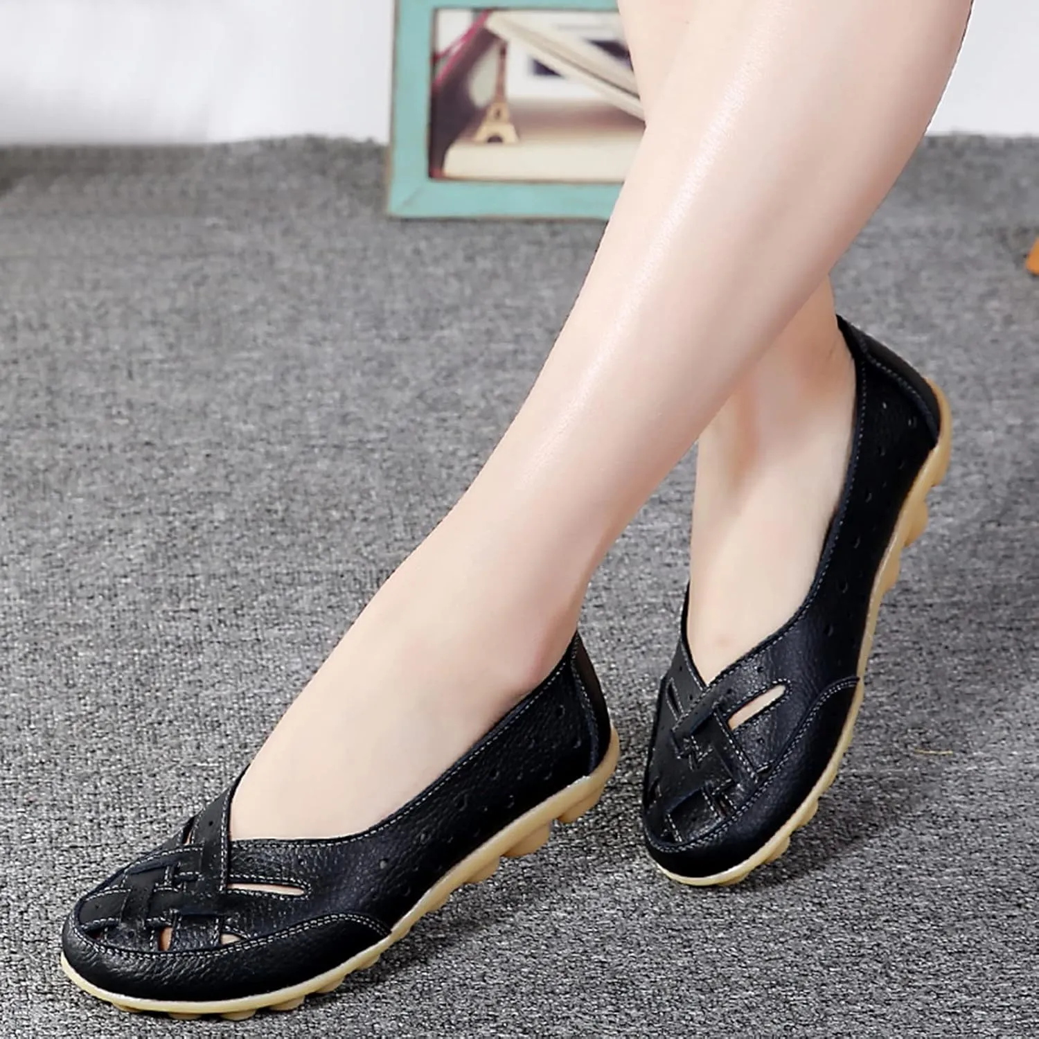 Cathalem Orthopedic Loafers for Women, Breathable Leather Loafers Soft Soled Pure Cowhide Corrective Loafers for Women