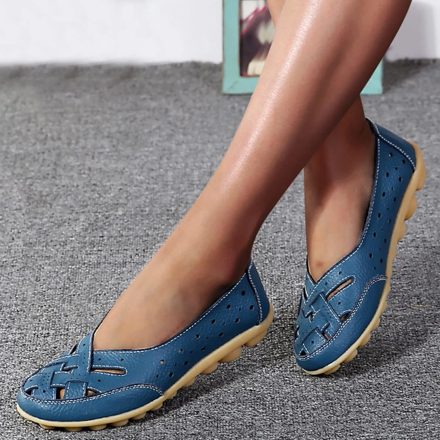 Cathalem Orthopedic Loafers for Women, Breathable Leather Loafers Soft Soled Pure Cowhide Corrective Loafers for Women