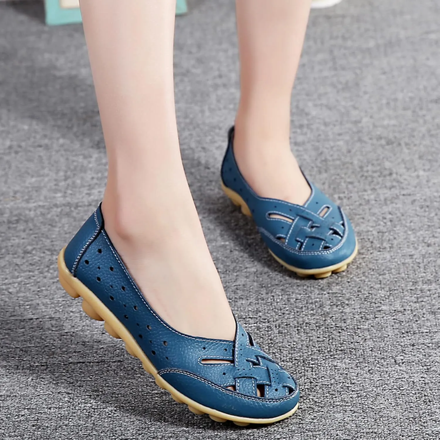 Cathalem Orthopedic Loafers for Women, Breathable Leather Loafers Soft Soled Pure Cowhide Corrective Loafers for Women