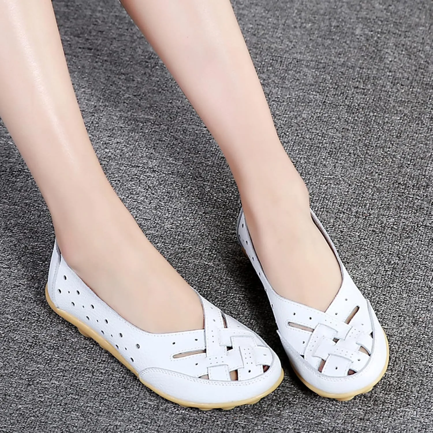 Cathalem Orthopedic Loafers for Women, Breathable Leather Loafers Soft Soled Pure Cowhide Corrective Loafers for Women