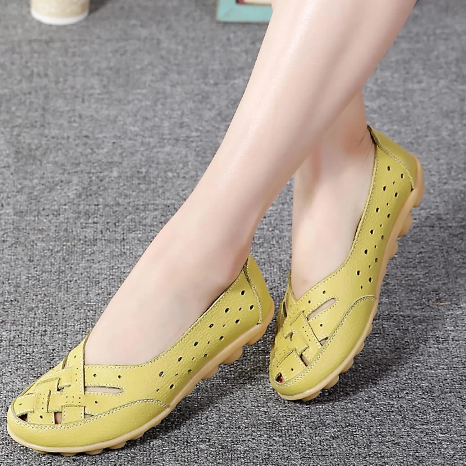 Cathalem Orthopedic Loafers for Women, Breathable Leather Loafers Soft Soled Pure Cowhide Corrective Loafers for Women