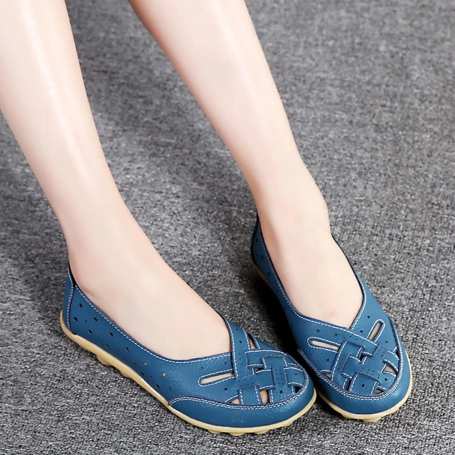 Cathalem Orthopedic Loafers for Women, Breathable Leather Loafers Soft Soled Pure Cowhide Corrective Loafers for Women