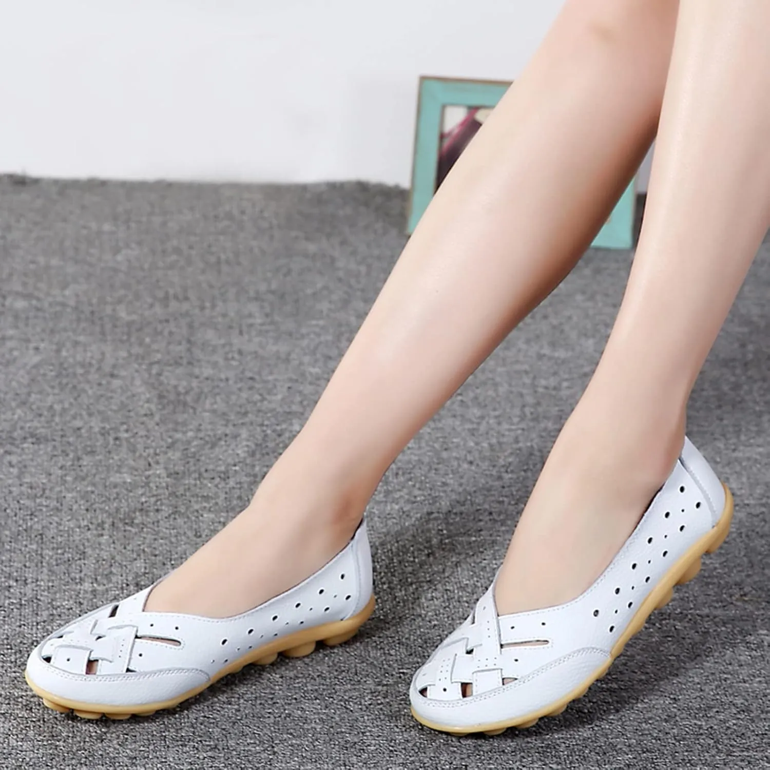 Cathalem Orthopedic Loafers for Women, Breathable Leather Loafers Soft Soled Pure Cowhide Corrective Loafers for Women