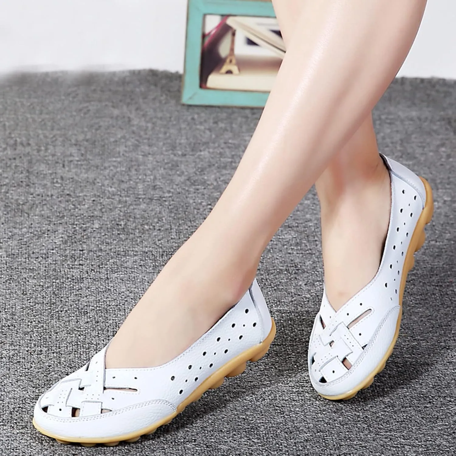 Cathalem Orthopedic Loafers for Women, Breathable Leather Loafers Soft Soled Pure Cowhide Corrective Loafers for Women