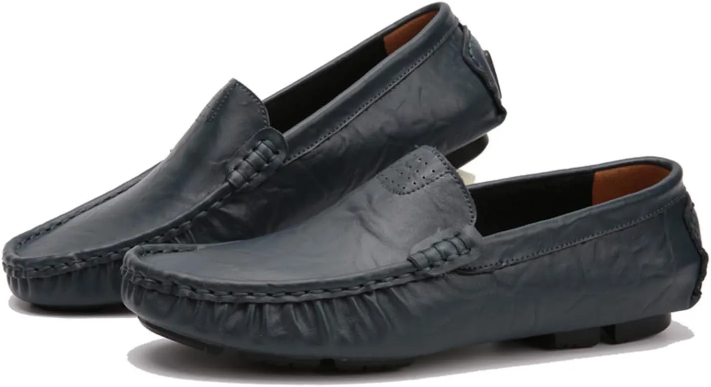 CERYTHRINA Men's Driving Penny Loafers Slip On Boat Shoes Handsewn Leather Moccasins Dress Flats