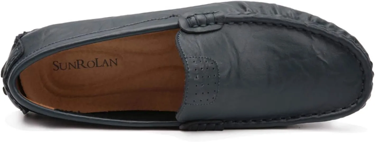 CERYTHRINA Men's Driving Penny Loafers Slip On Boat Shoes Handsewn Leather Moccasins Dress Flats