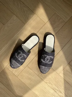CHANEL Tweed Espadrille Mules Size 39