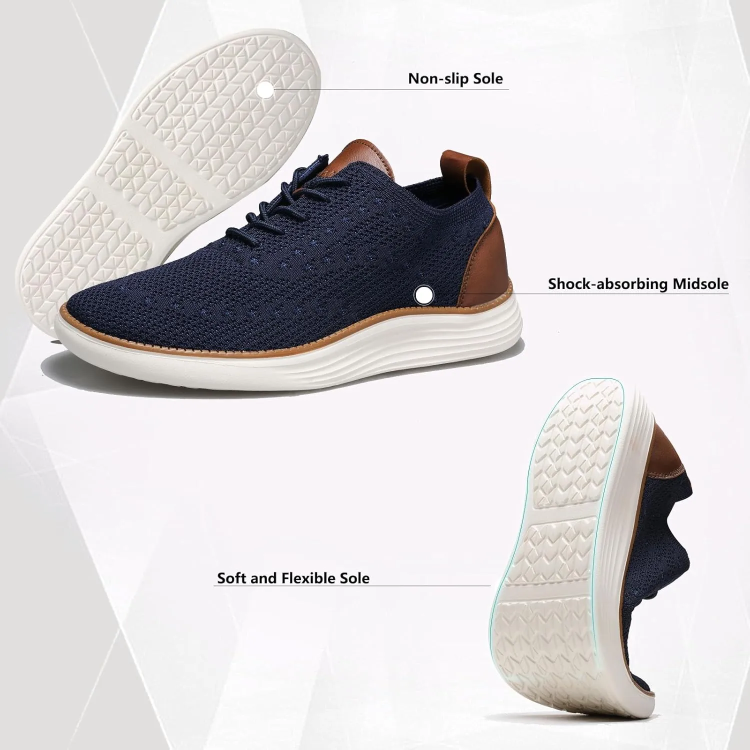 Comfortable Business Casual Shoes for Men, Fashion Mesh Dress Sneakers Shoes, Lightweight Breathable Walking Shoes