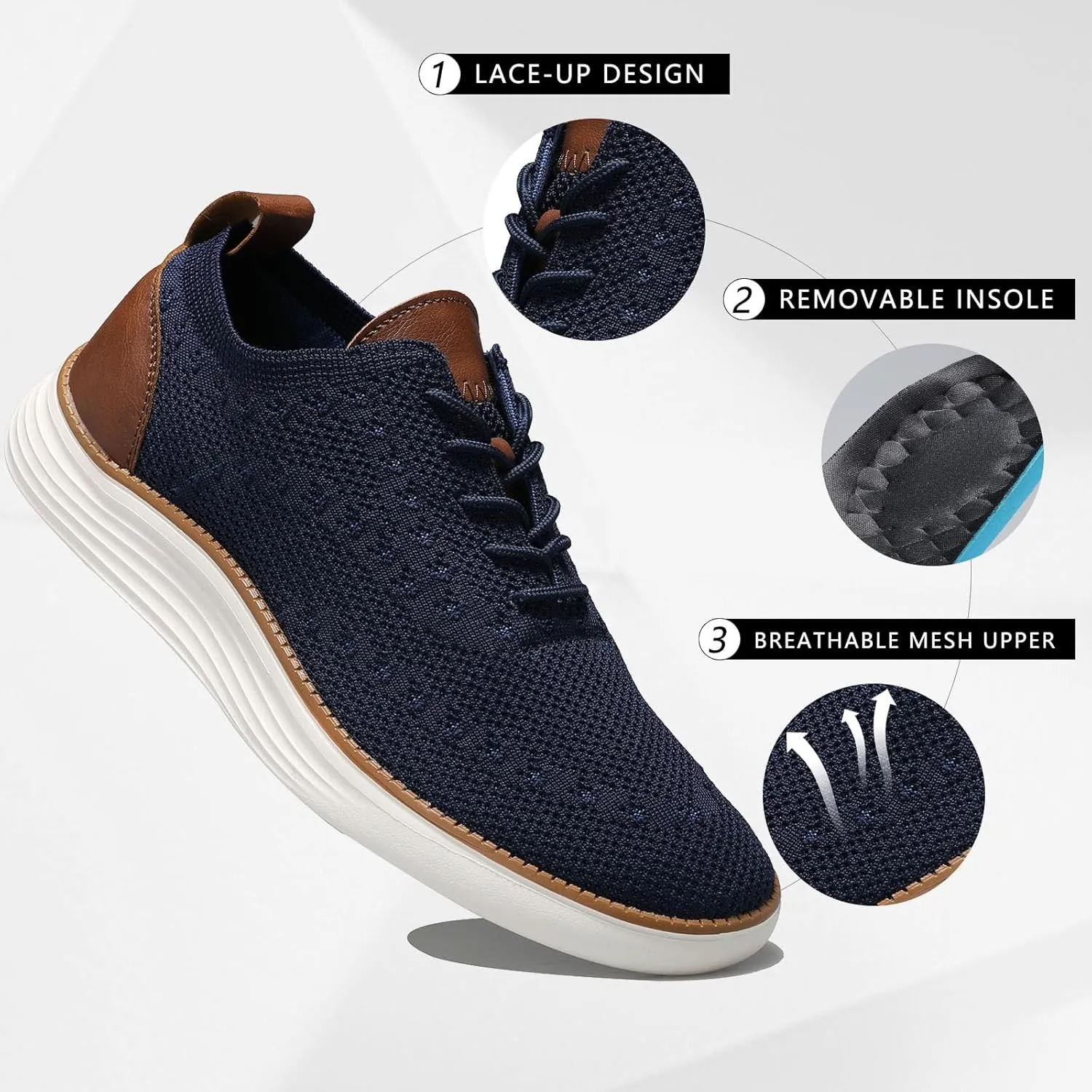 Comfortable Business Casual Shoes for Men, Fashion Mesh Dress Sneakers Shoes, Lightweight Breathable Walking Shoes