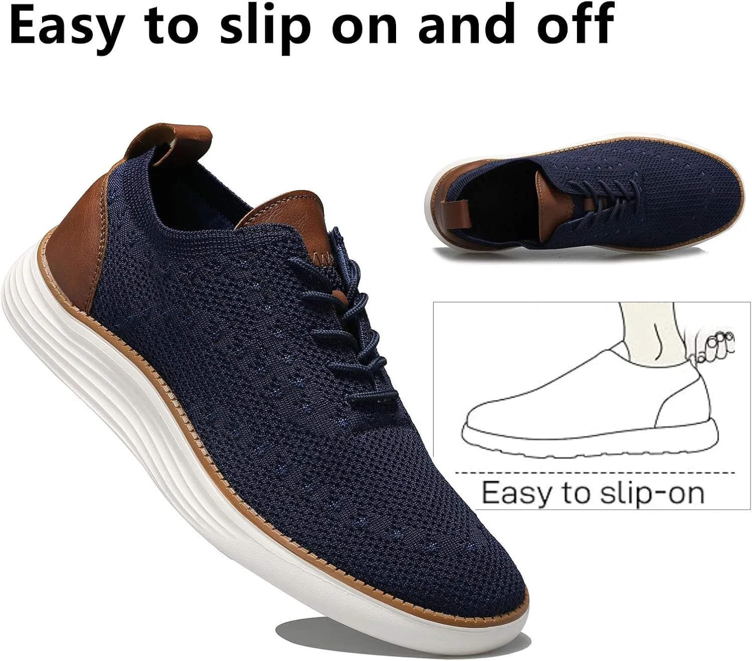 Comfortable Business Casual Shoes for Men, Fashion Mesh Dress Sneakers Shoes, Lightweight Breathable Walking Shoes