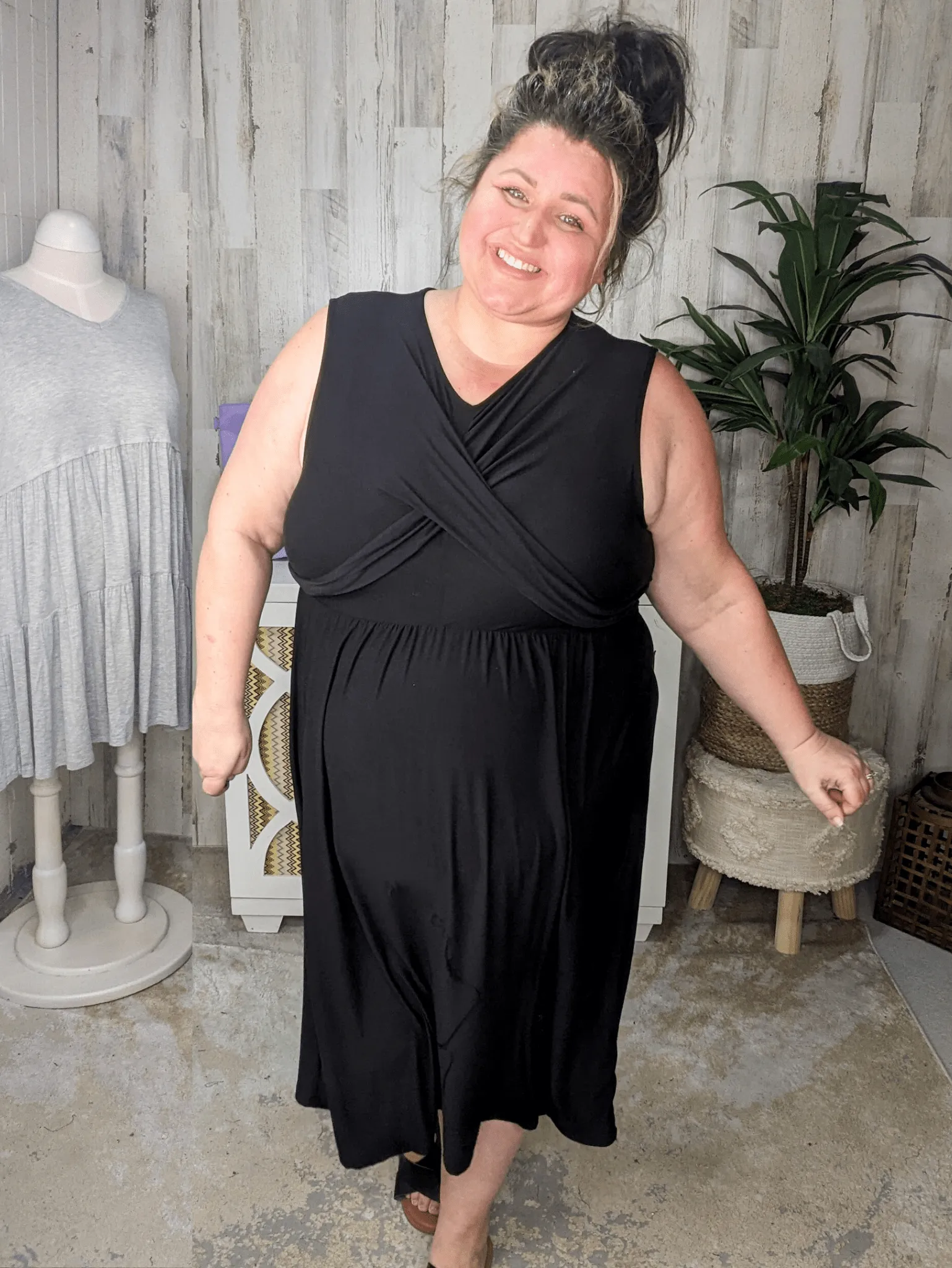 Cora Classic Cross-Over Bodice Midi Dress