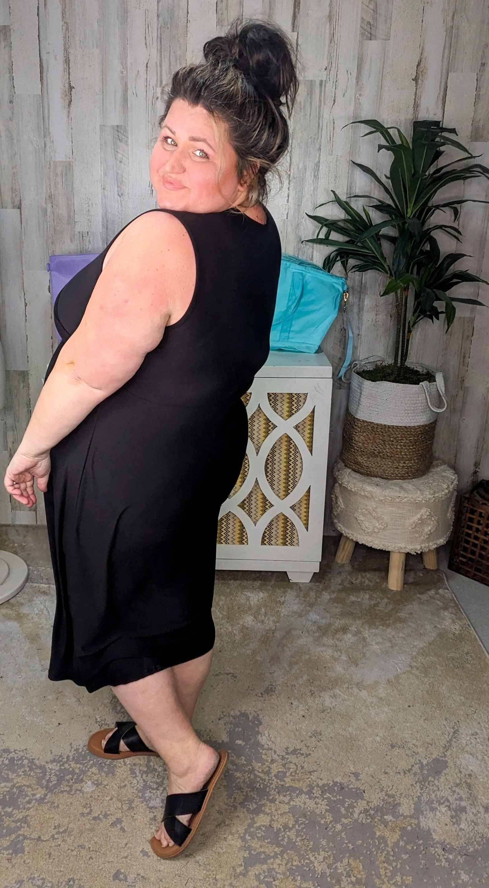 Cora Classic Cross-Over Bodice Midi Dress