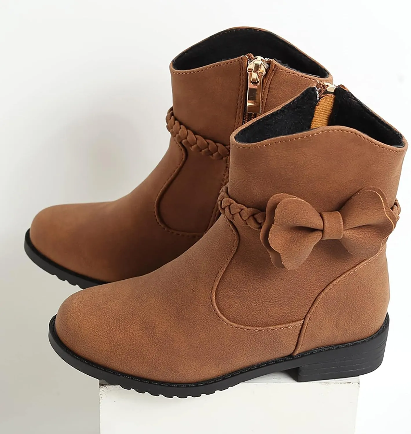 Cowboy Ankle Boots Toddler Girls Ankle Boots Side Zipper Booties Little Girls Western Boots Low Heel Riding Booties