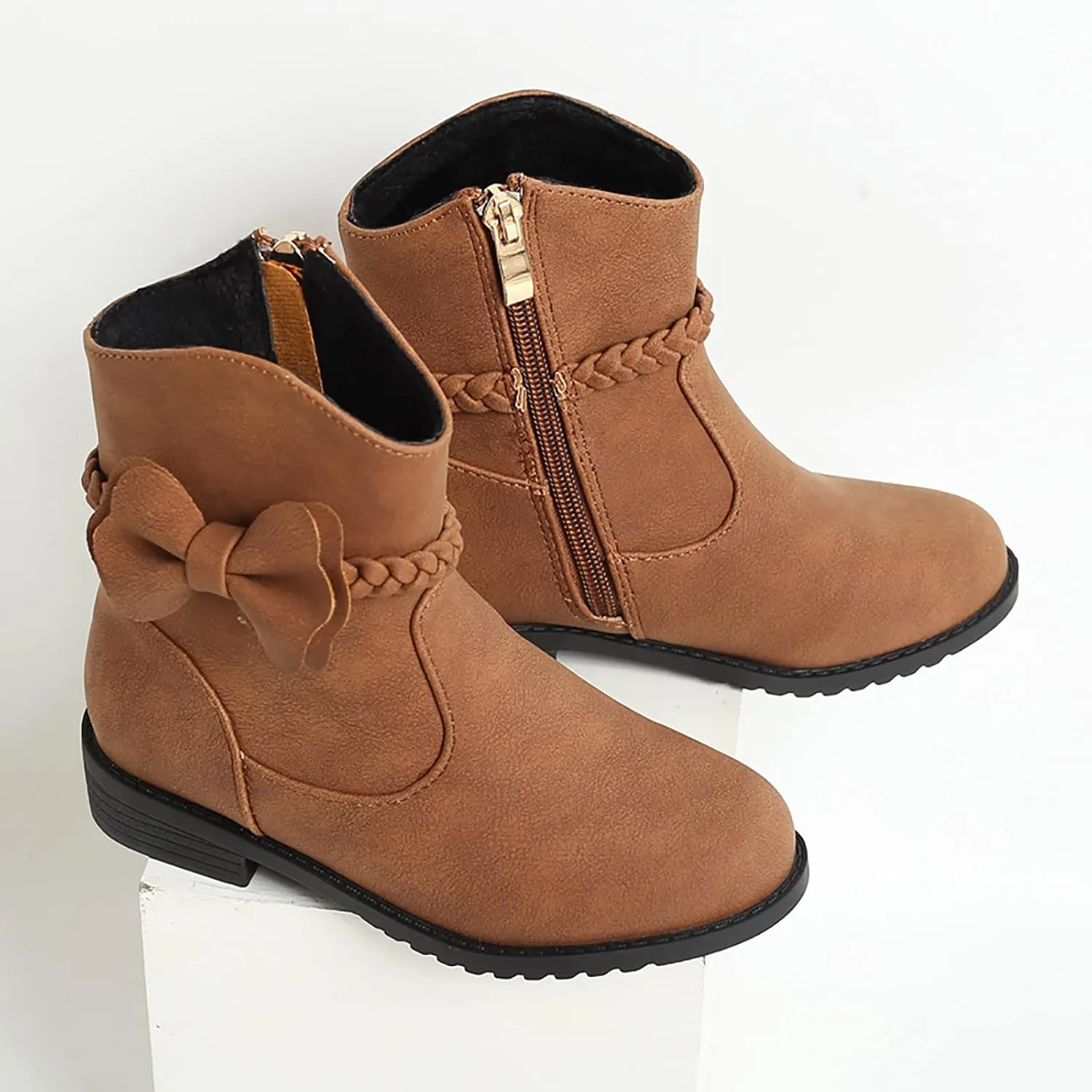 Cowboy Ankle Boots Toddler Girls Ankle Boots Side Zipper Booties Little Girls Western Boots Low Heel Riding Booties