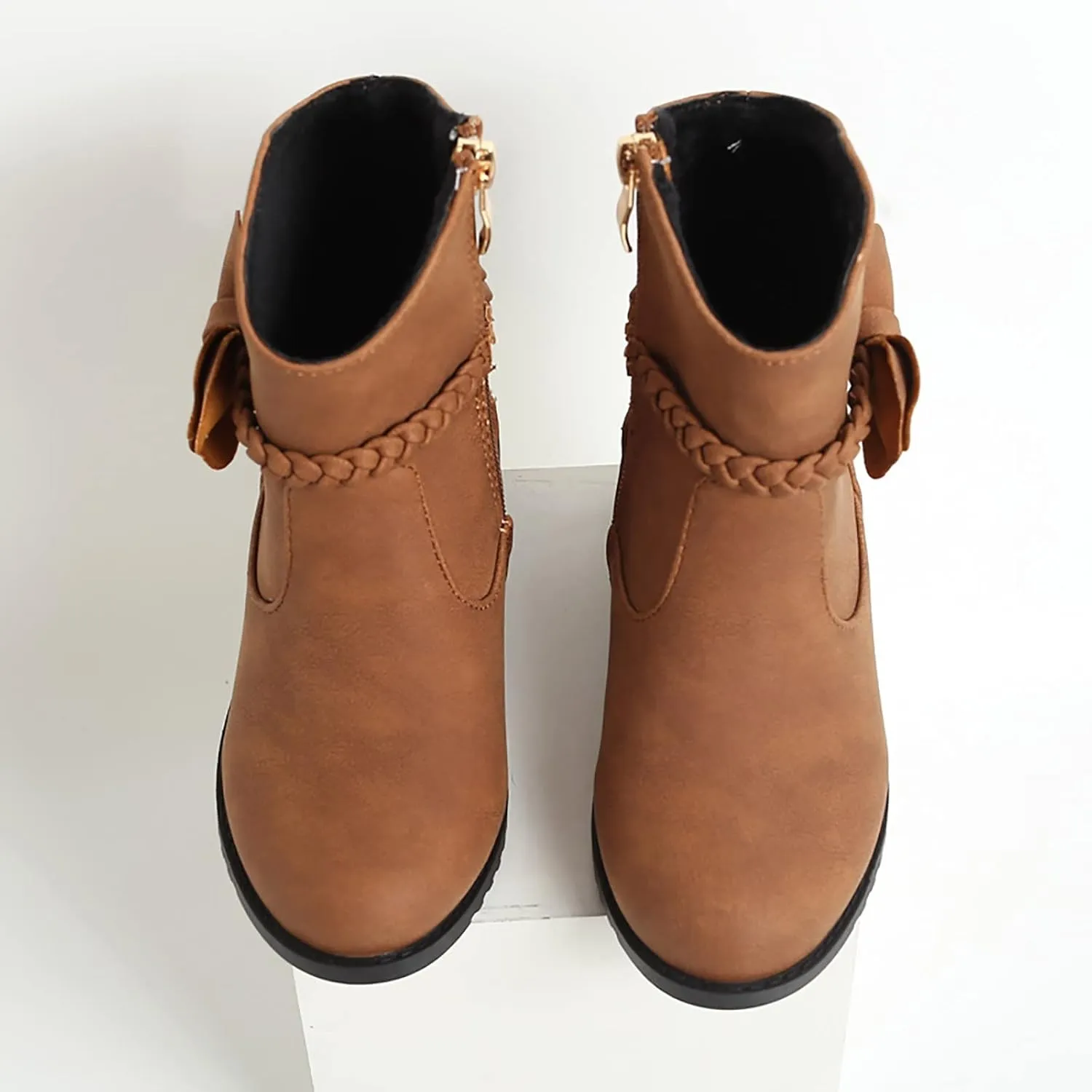 Cowboy Ankle Boots Toddler Girls Ankle Boots Side Zipper Booties Little Girls Western Boots Low Heel Riding Booties