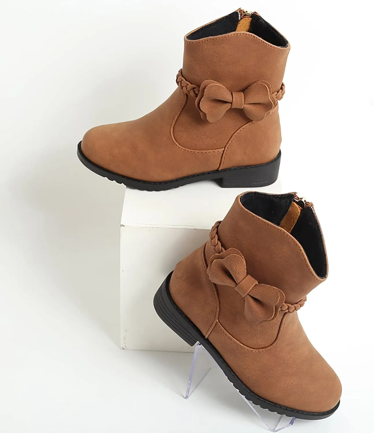 Cowboy Ankle Boots Toddler Girls Ankle Boots Side Zipper Booties Little Girls Western Boots Low Heel Riding Booties