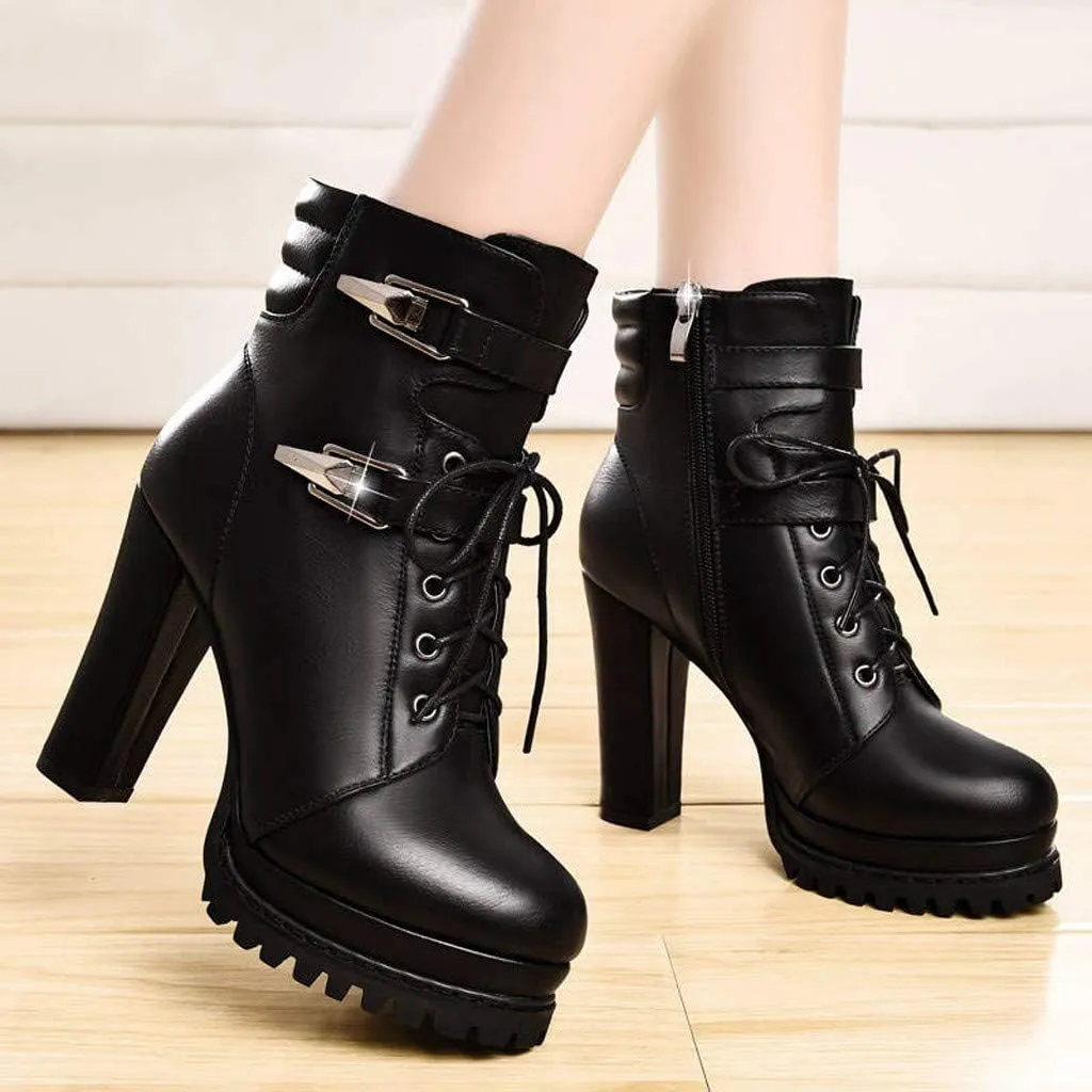 Cute Boots for Women Dark Brown Boots White Platform Boots High Ankle Boots Women'S Ankle Boots & Booties Low Heel Vegan Women's Ankle Boots Low Heels Chunky Zip Chelsea Style Ankle Bootie