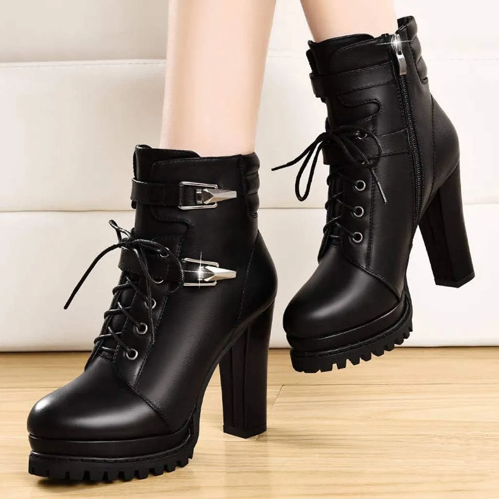 Cute Boots for Women Dark Brown Boots White Platform Boots High Ankle Boots Women'S Ankle Boots & Booties Low Heel Vegan Women's Ankle Boots Low Heels Chunky Zip Chelsea Style Ankle Bootie