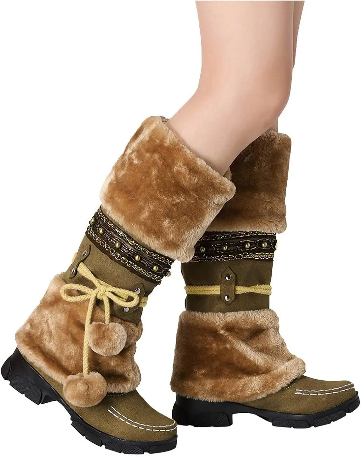 Cute Winter Boots Size 4 Woman Snow Boots Women Size 7.5 Wide Extra Wide Calf Womens Snow Boots Waterproof Walking Boots Women Lightweight Womens Warm Winter Boots Wide Calf