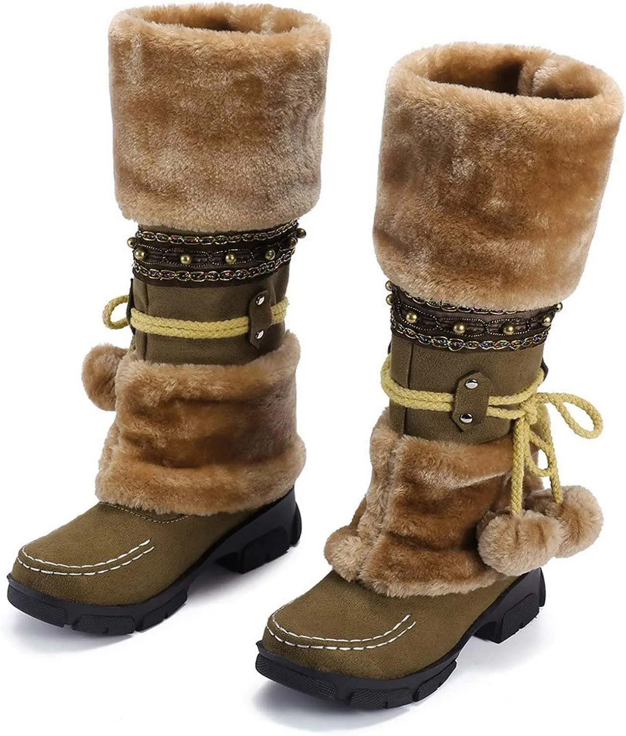 Cute Winter Boots Size 4 Woman Snow Boots Women Size 7.5 Wide Extra Wide Calf Womens Snow Boots Waterproof Walking Boots Women Lightweight Womens Warm Winter Boots Wide Calf