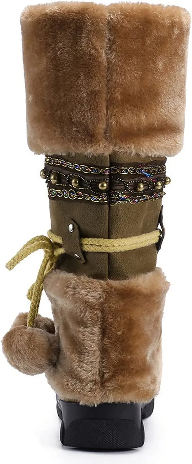 Cute Winter Boots Size 4 Woman Snow Boots Women Size 7.5 Wide Extra Wide Calf Womens Snow Boots Waterproof Walking Boots Women Lightweight Womens Warm Winter Boots Wide Calf